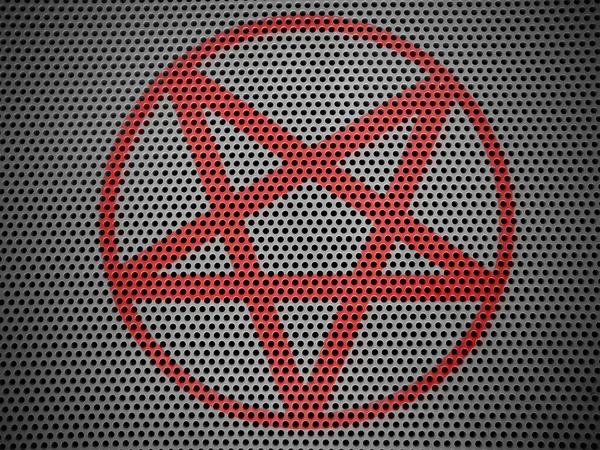 Símbolo pentagrama pintado na grelha metall — Fotografia de Stock
