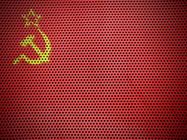 Bandeira da URSS pintada na grelha de metall — Fotografia de Stock