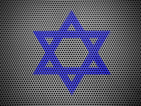 Estrela judaica pintada em grade de metal — Fotografia de Stock