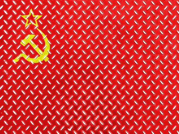 Bandeira da URSS pintada no chão de metal — Fotografia de Stock