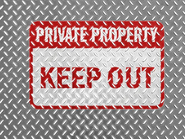 Keep out sign painted on metal floor — Stock Photo, Image