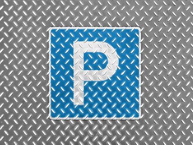 boyalı metal katta otopark yol işaret