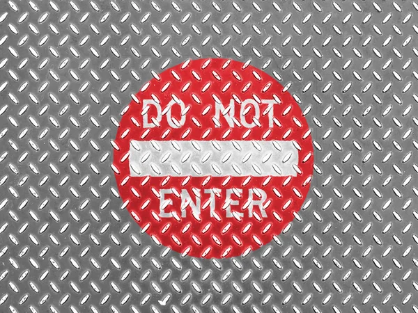 Do not enter road sign painted on metal floor — Stock Photo, Image