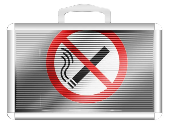 Nenhum sinal de fumo desenhado em caixa de alumínio metálico — Fotografia de Stock