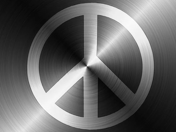 Peace symbol painted on brushed metall — Stock Photo, Image