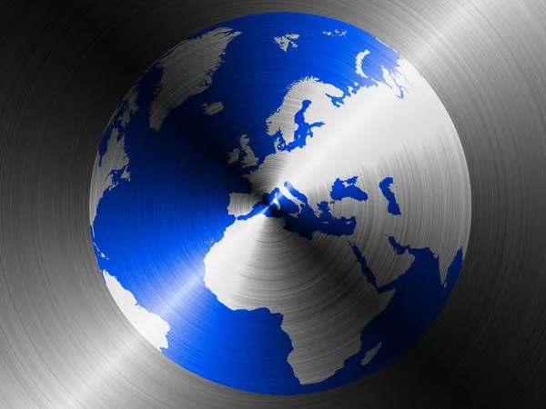 Globe painted on brushed metall — Stock Photo, Image