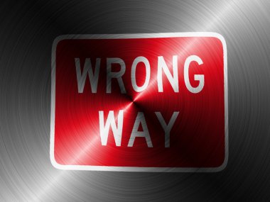 yanlış bir yol yol işaret fırçalanmış metal boyalı