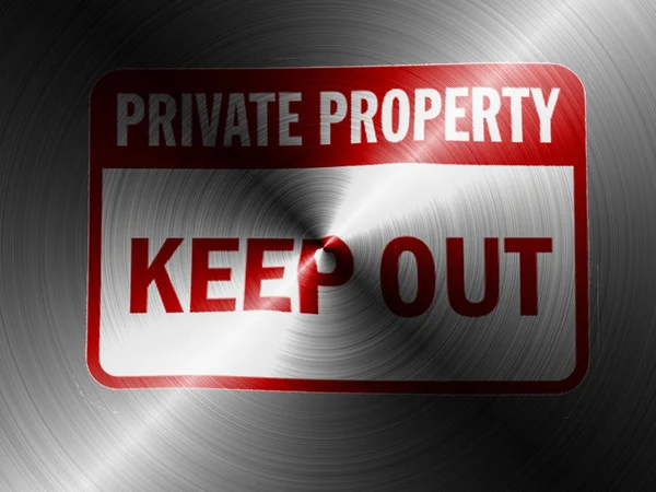 Keep out sign painted on brushed metall — Stock Photo, Image