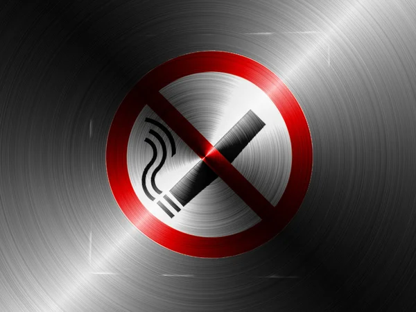 No smoking sign drawn at brushed metall — Stock Photo, Image