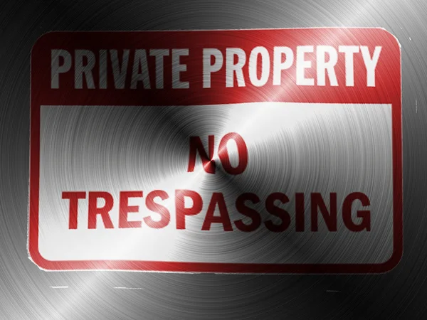 No trespassing sign painted on brushed metall — Stock Photo, Image
