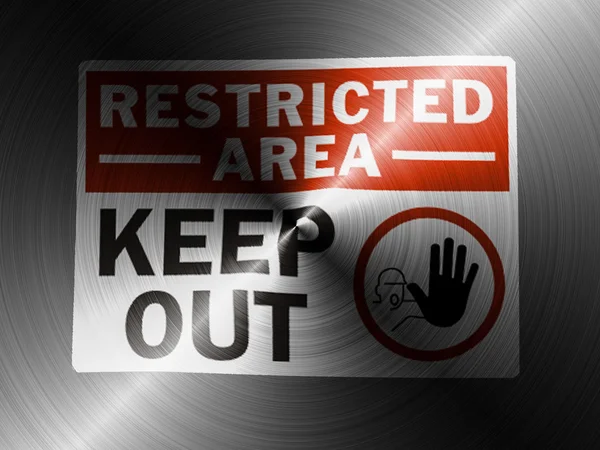 Restricted area sign painted on brushed metall — Stock Photo, Image
