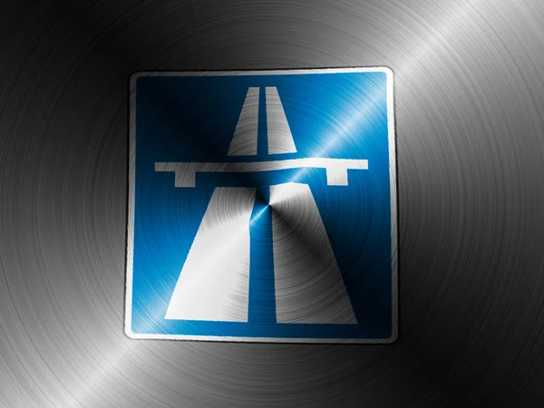 Autobahn road sign painted on brushed metall — Stock Photo, Image