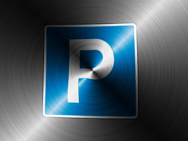 Parking road sign painted on brushed metall — Stock Photo, Image