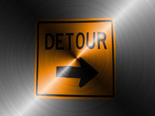 Detour road sign painted on brushed metall — Stock Photo, Image