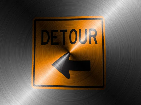 Detour road sign painted on brushed metall — Stock Photo, Image