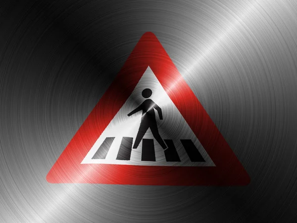 Pedestrian road sign painted on brushed metall — Stock Photo, Image