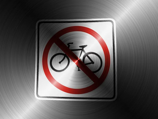 Nenhum sinal de estrada de bicicleta pintado em metal escovado — Fotografia de Stock