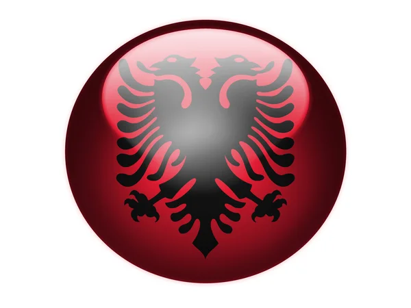 Albanian flag painted on glossy round sphere or icon — Stock Photo, Image