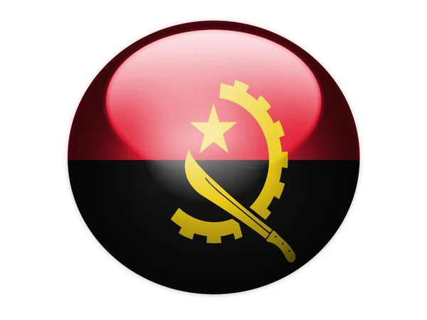 Angola flaggan målad på blank runda klot eller ikon — Stockfoto