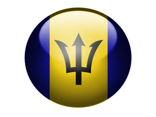 Bandiera Barbados dipinta su sfera rotonda lucida o icona — Foto Stock