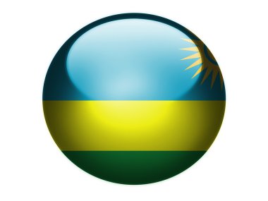 parlak yuvarlak Küre veya simge boyalı ruanda bayrağı
