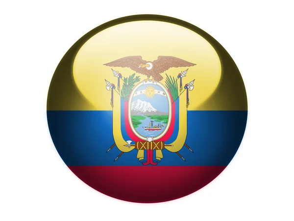 Ecuador-Flagge auf glänzende runde Kugel oder Ikone gemalt — Stockfoto