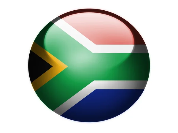 光沢のある丸い球体またはアイコンに描かれた南アフリカ共和国の旗 — ストック写真