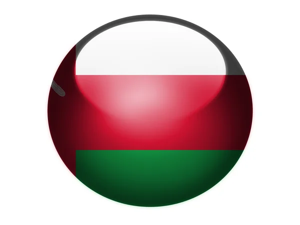 Оманский флаг, раскрашенный на глянцевой круглой сфере или иконе — стоковое фото