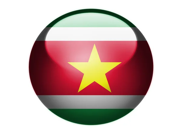 Surinamesische Flagge auf glänzende runde Kugel oder Ikone gemalt — Stockfoto