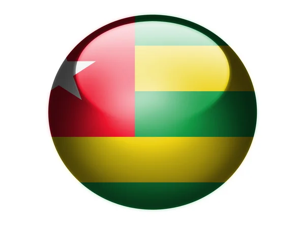 光沢のある丸い球体またはアイコンに描かれたトーゴの国旗 — ストック写真