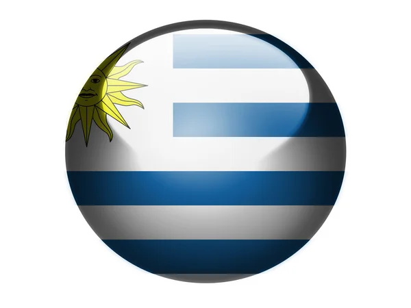 Uruguay vlag geschilderd op glanzende ronde gebied of het pictogram — Stockfoto