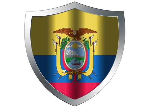 Vlajka Ekvádoru na ochranný štít — Stock fotografie