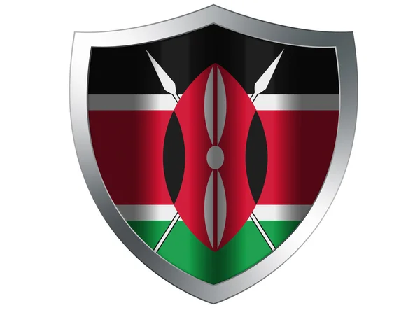 肯尼亚国旗画在保护盾 — 图库照片