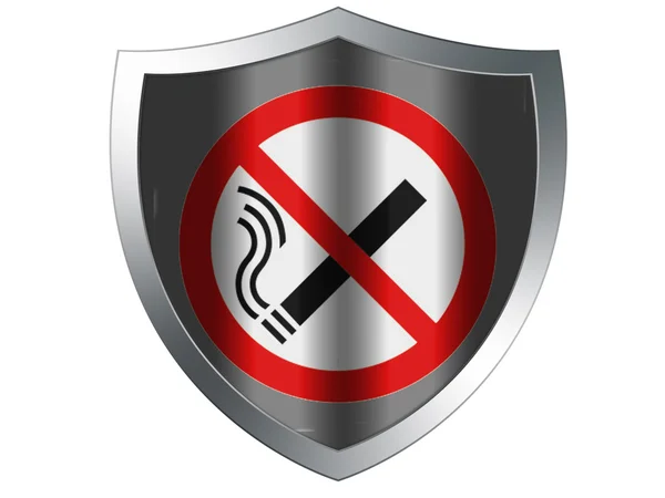 На защитном щите нарисован знак "Курение запрещено" — стоковое фото