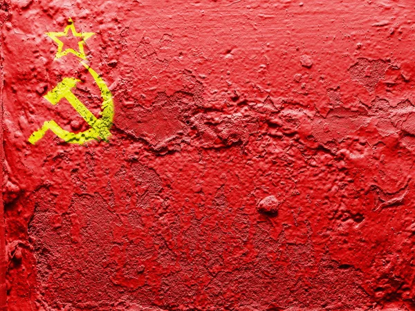 Grunge duvara boyalı Sovyetler Birliği bayrağı