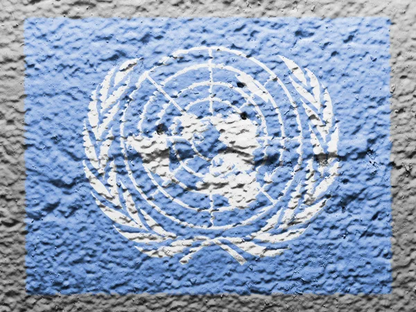 Az ENSZ zászló festett — Stock Fotó