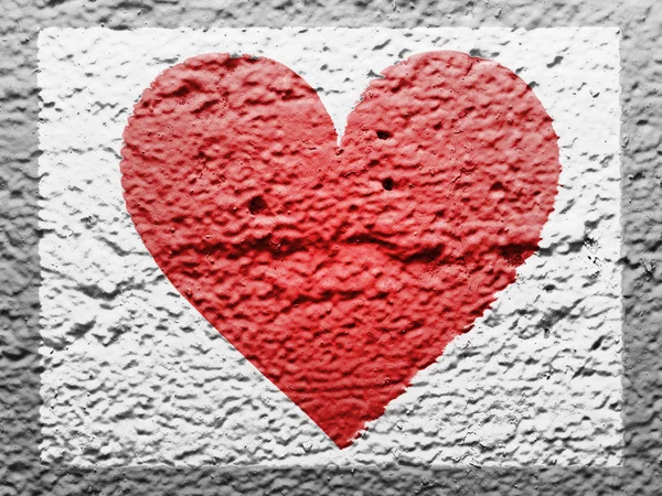 Boyanmış kırmızı kalp simgesi — Stok fotoğraf