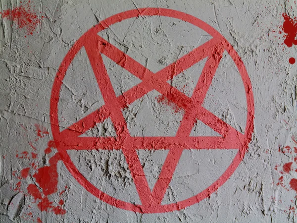 Símbolo pentagrama pintado en pared — Foto de Stock