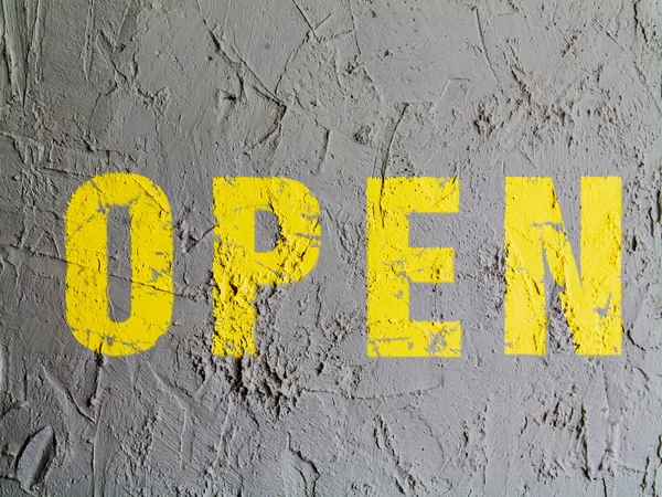 Open sign painted on wall — Stock Photo, Image