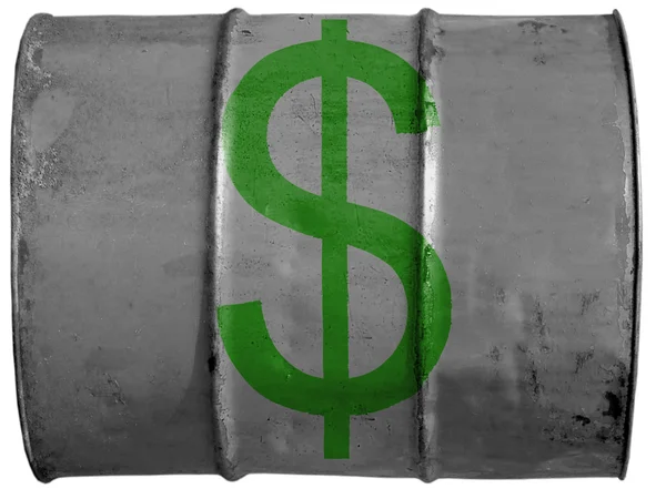 Dollar sign painted on oil barrel — Stock Photo, Image