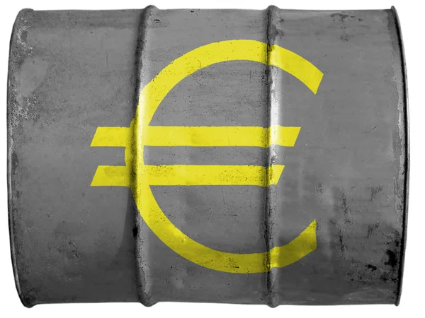 Euro currency sign painted on oil barrel — Stock Photo, Image