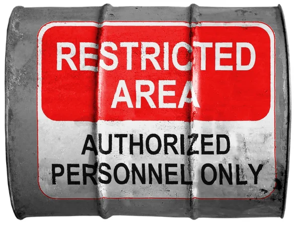 Restricted area sign painted on oil barrel — Stock Photo, Image