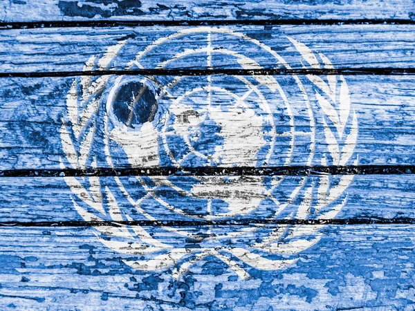 Bandeira da ONU pintada em — Fotografia de Stock