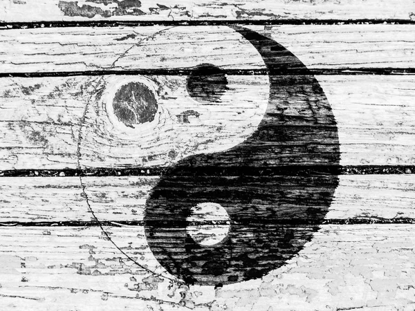 O sinal Ying Yang pintado em — Fotografia de Stock