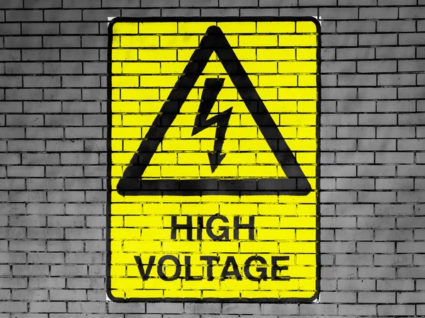 High voltage sign drawn at — Stock Photo, Image