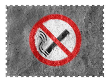 Kağıt posta pulu çizilmiş hiçbir Sigara İçilmez işareti
