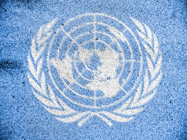 Bandeira da ONU pintada em — Fotografia de Stock