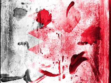 Bahreyn. Grunge duvara boyalı Bahreyn bayrağı