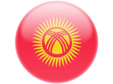 Kırgızistan bayrağı. Yuvarlak parlak rozet