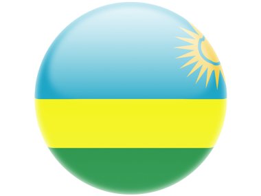Ruanda bayrak. Yuvarlak parlak rozet